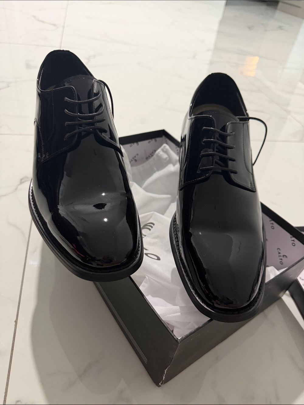Geox Black Patent Leather Lace-Up Dress Shoes @@@ - Picture 2 of 11
